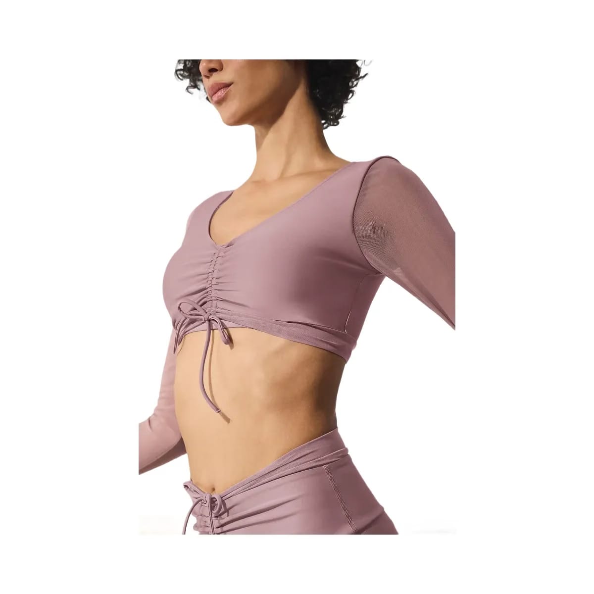 Alo Women's Airlift Mesh Divine Long Sleeve Bra - Smoky Quartz
