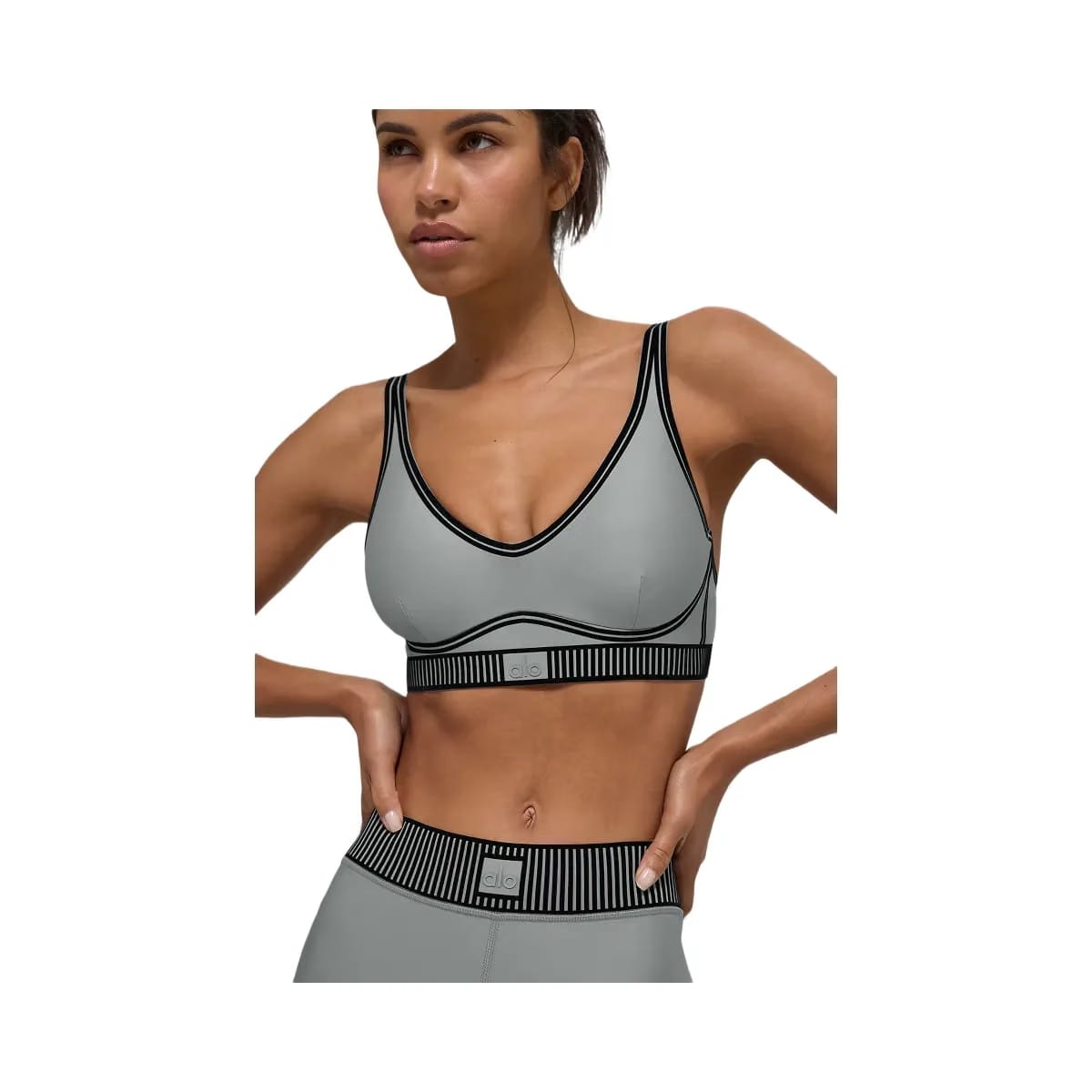 Alo Women's Airlift Line Up Bra - Lunar Grey
