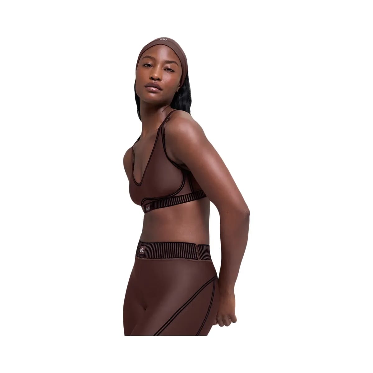 Alo Women's Airlift Line Up Bra - Brownstone