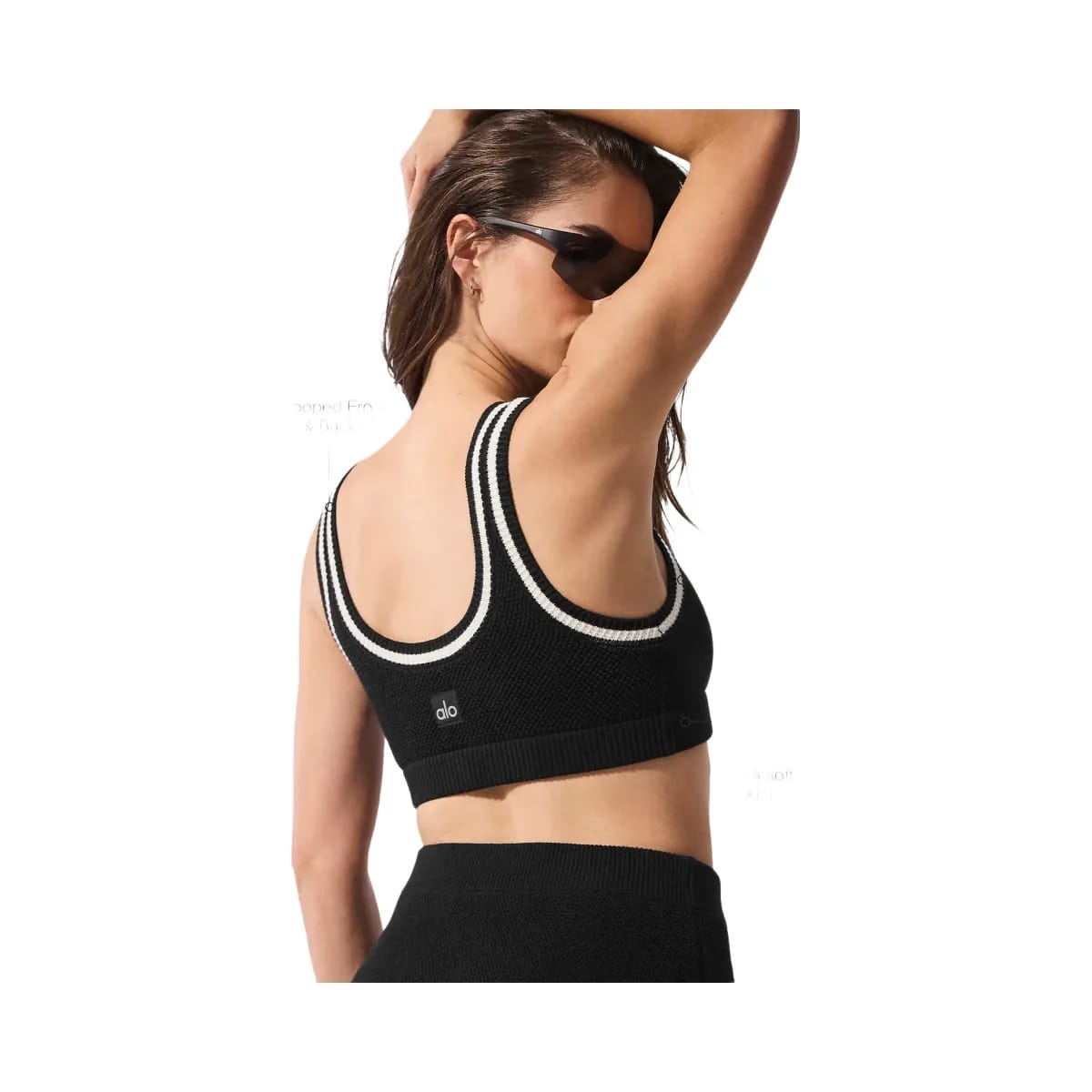 Alo Women's Tennis Club Sweater Knit Bra - Black/Ivory