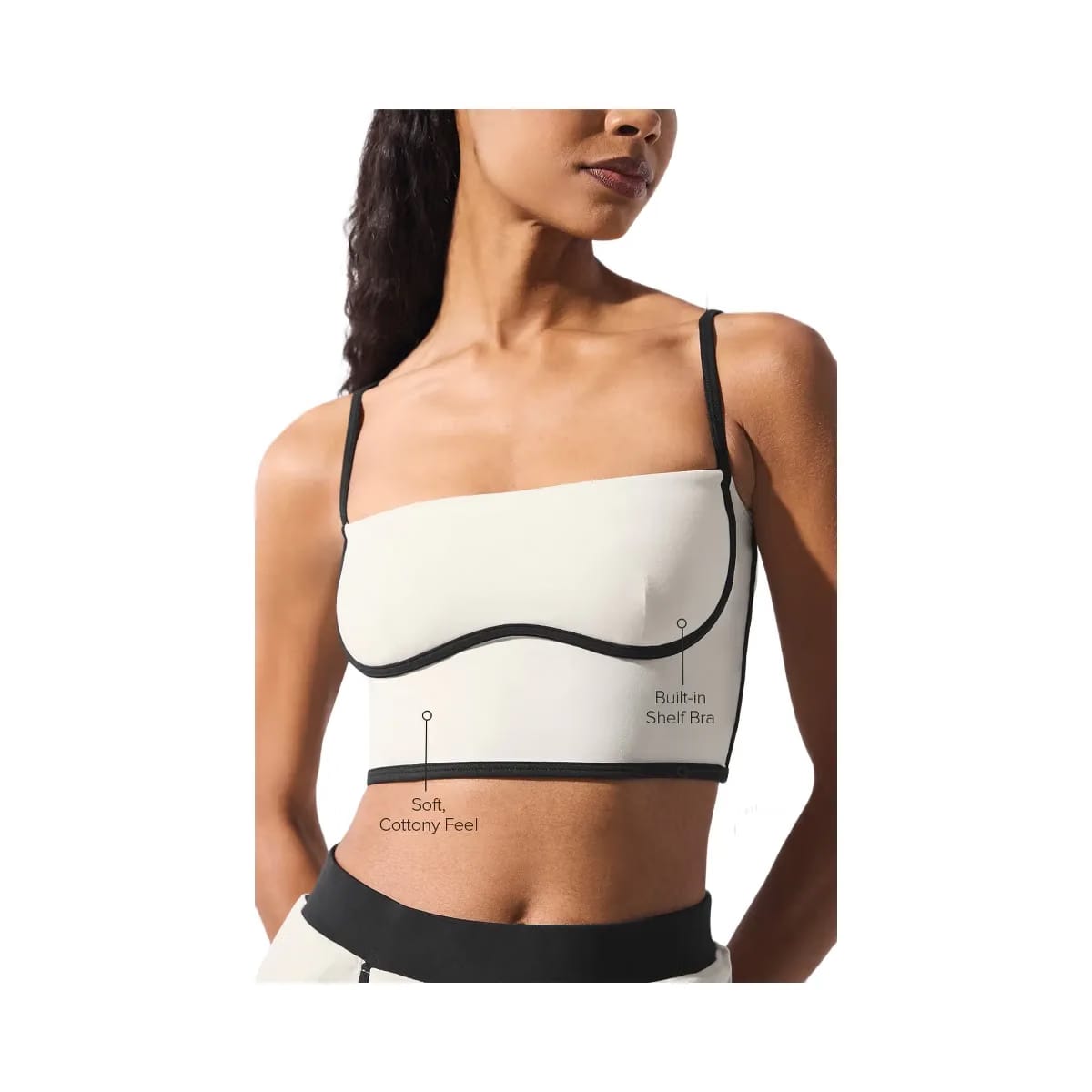 Alo Women's Airbrush Streamlined Bra Tank - Ivory/Black