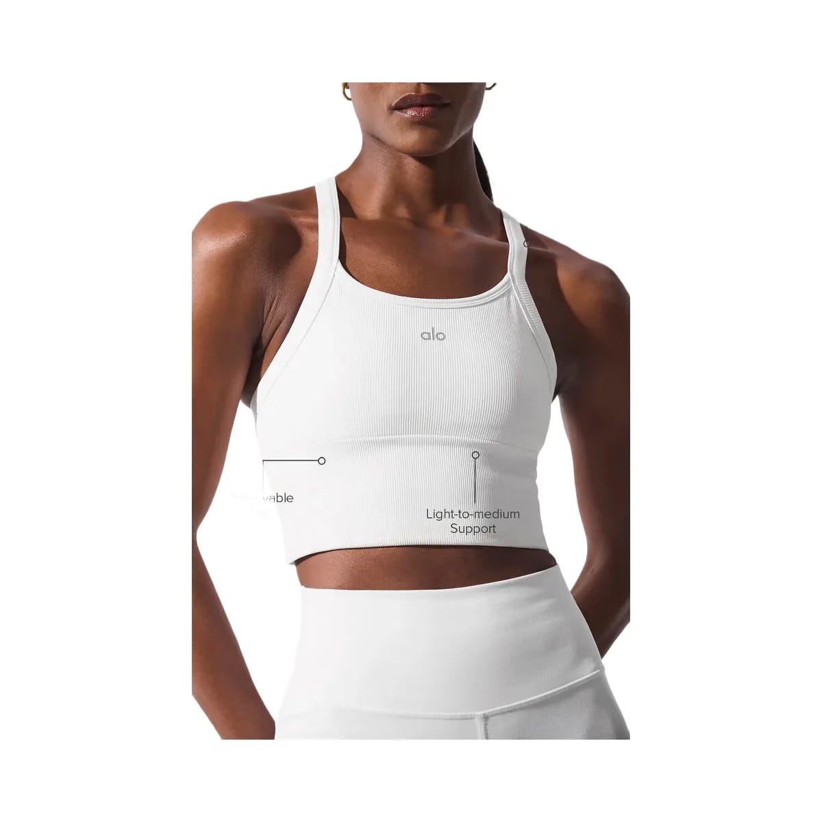 Alo Women's Seamless Ribbed Favorite Bra Tank - White