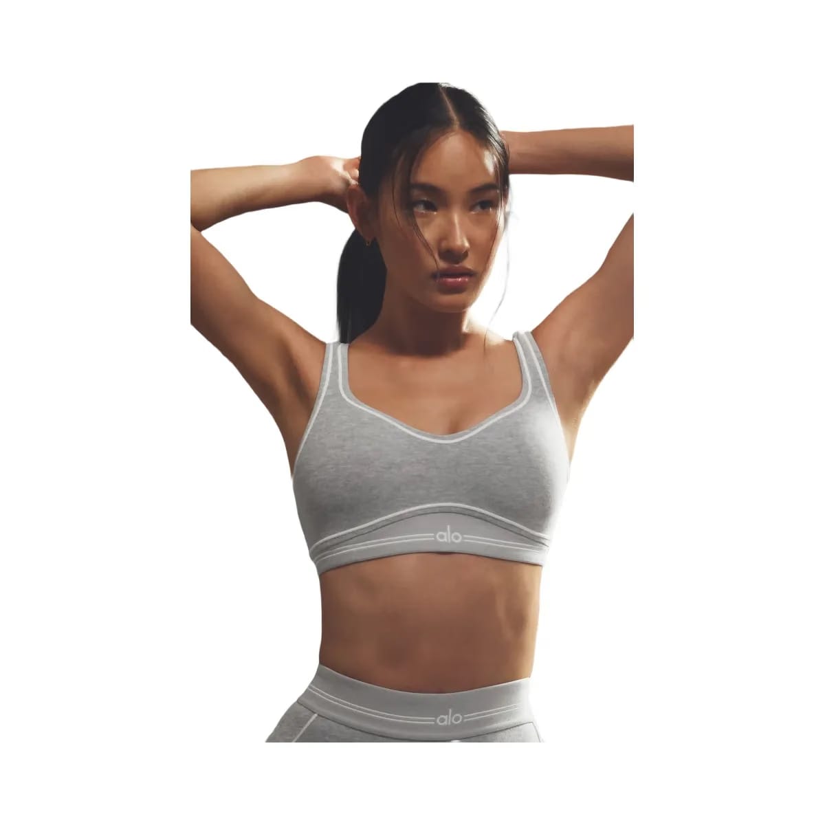 Alo Women's Alosoft Heart Throb Bra - Athletic Heather Grey/White