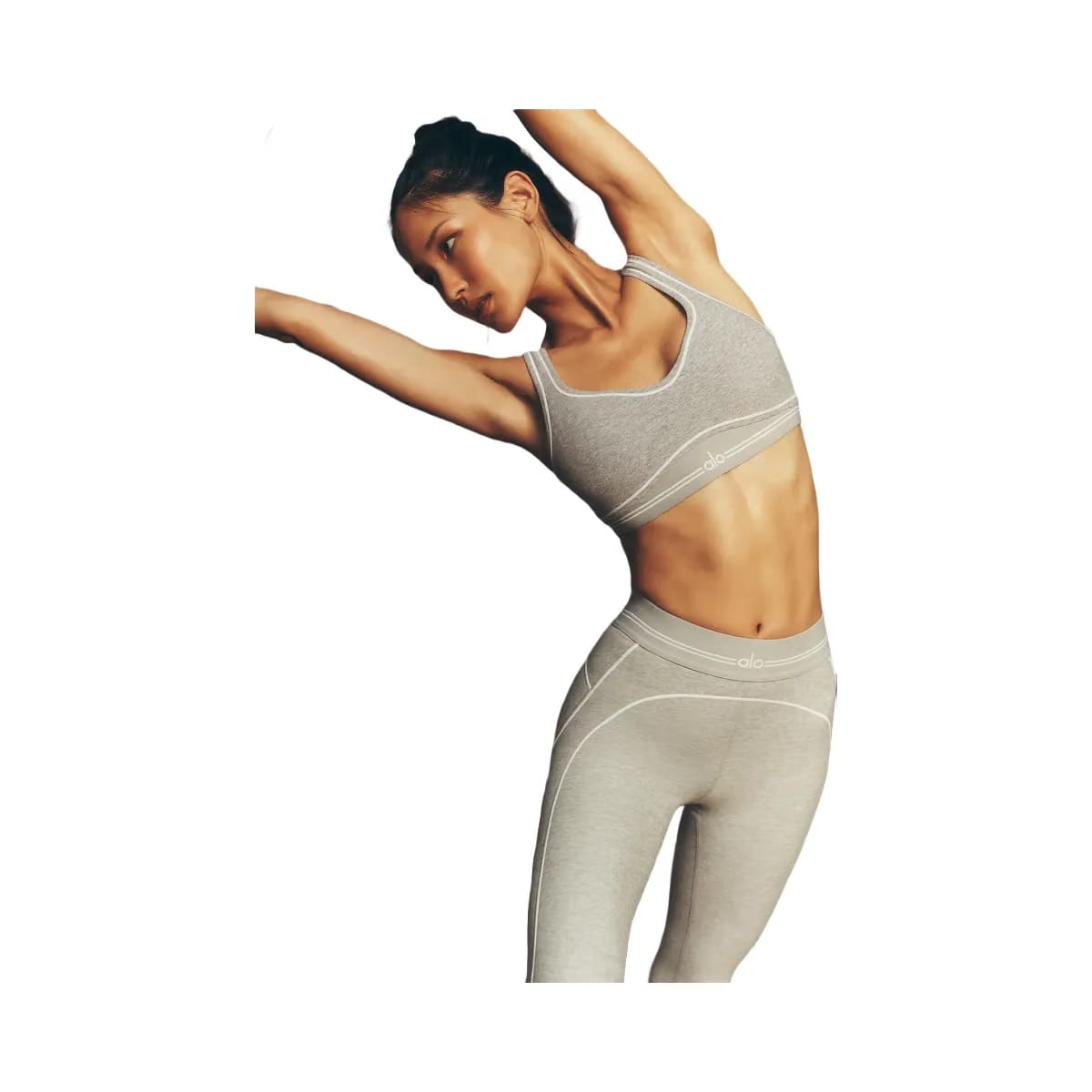 Alo Women's Alosoft Heart Throb Bra - Athletic Heather Grey/White