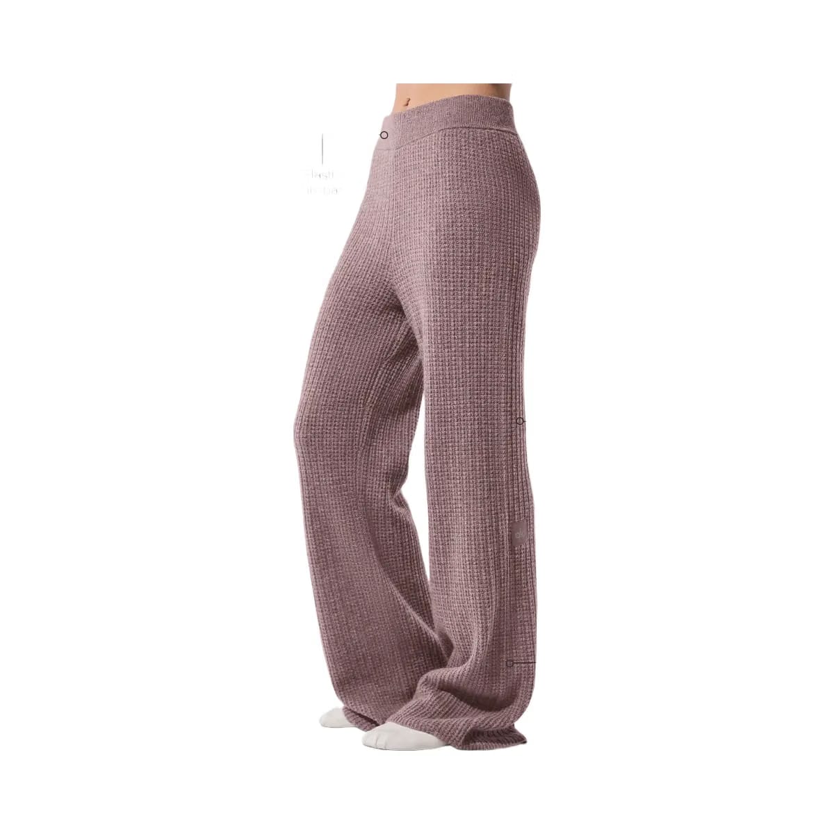 Alo Women's Cashmere High-Waist Plush Waffle Pant - Mushroom Heather