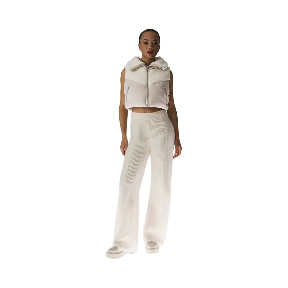 Alo Women's Winter Magic Cashmere Wide Leg Pant - Ivory