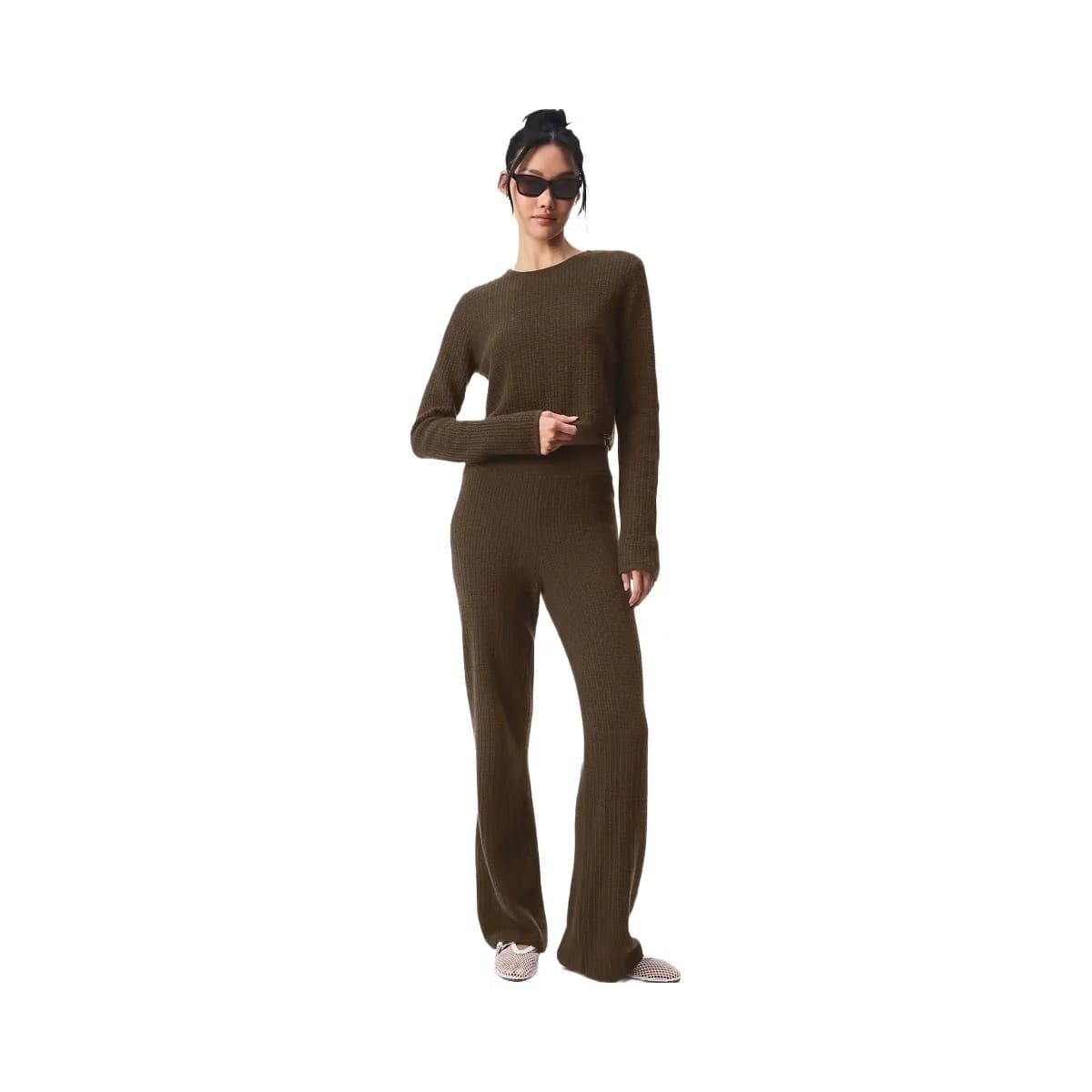 Alo Women's Cashmere High-Waist Plush Waffle Pant - Espresso