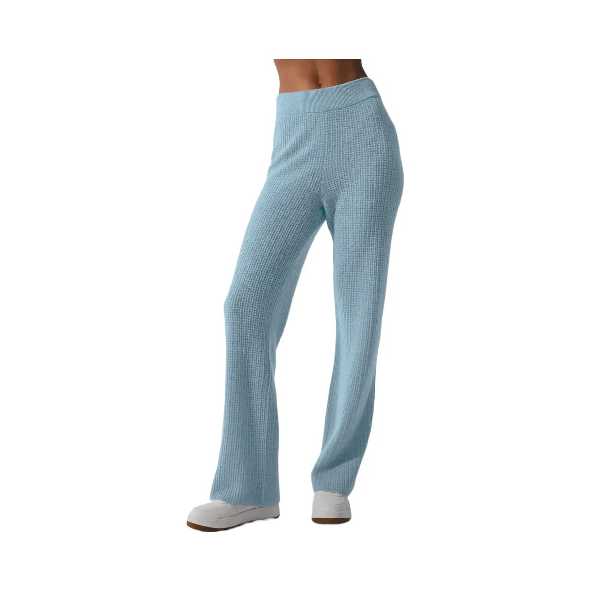 Alo Women's Cashmere High-Waist Plush Waffle Pant - Celestial Blue Heather