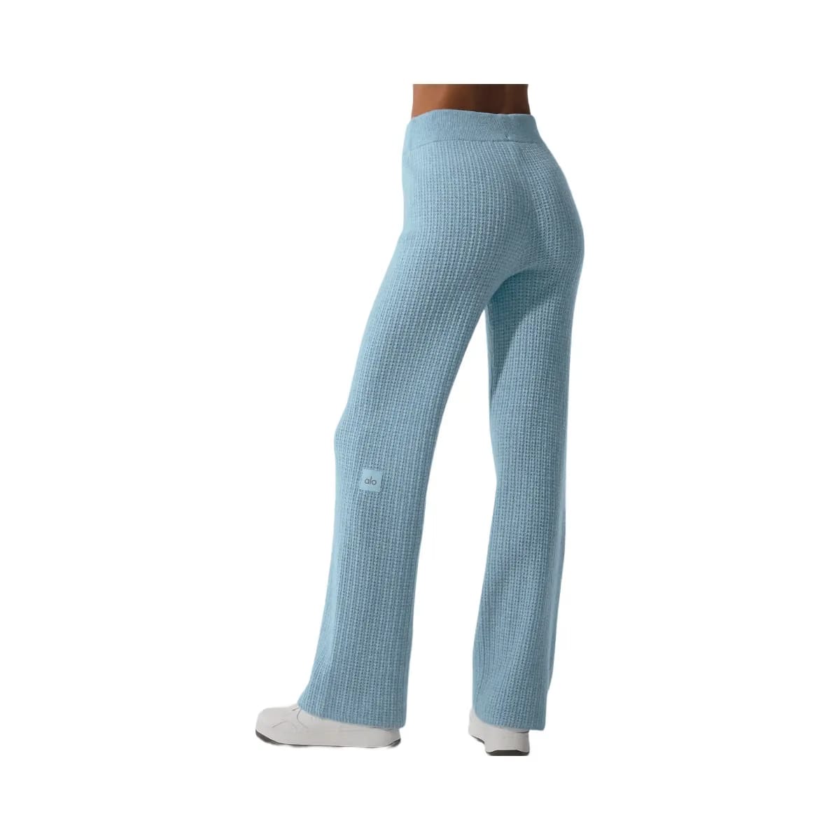 Alo Women's Cashmere High-Waist Plush Waffle Pant - Celestial Blue Heather