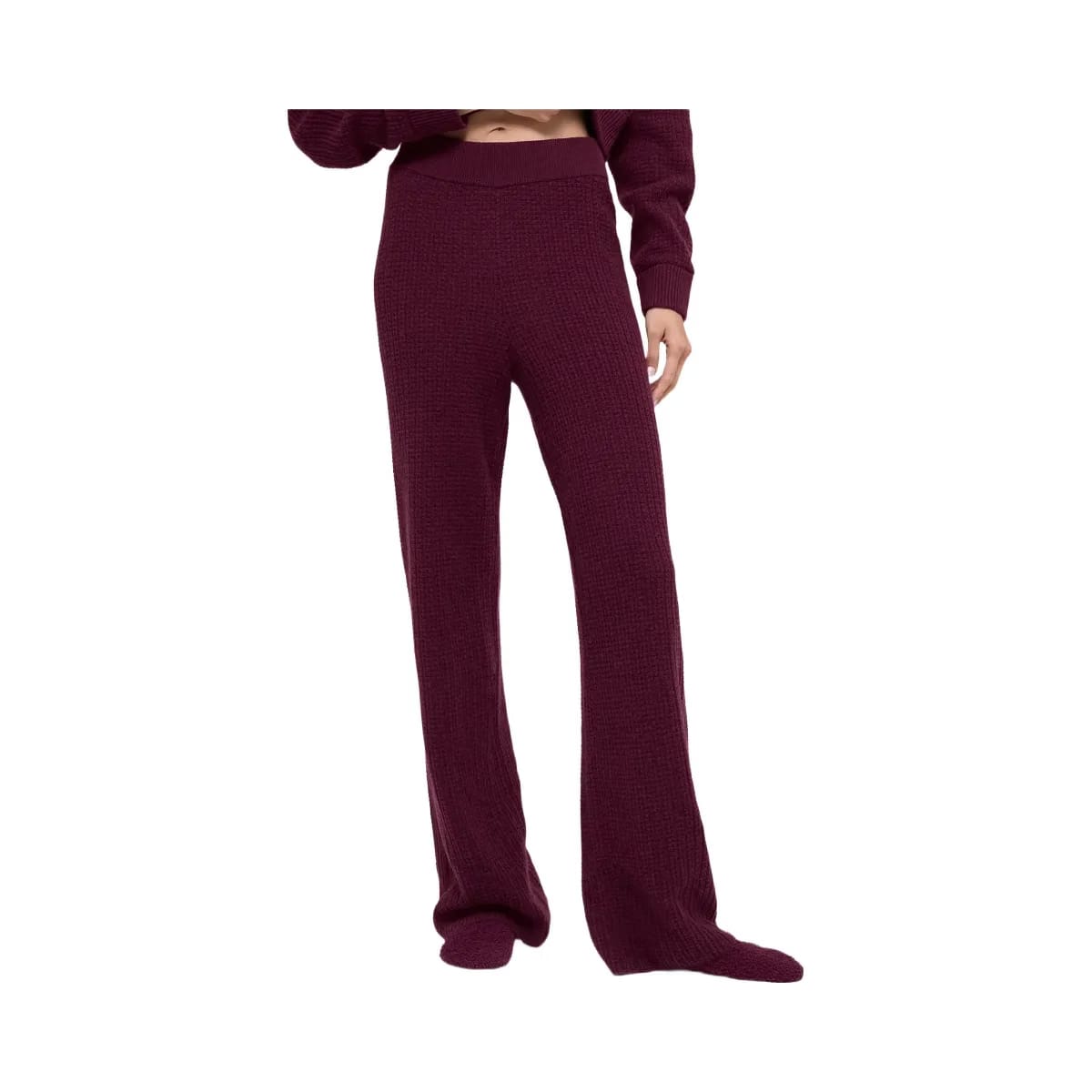 Alo Women's Cashmere High-Waist Plush Waffle Pant - Burgundy