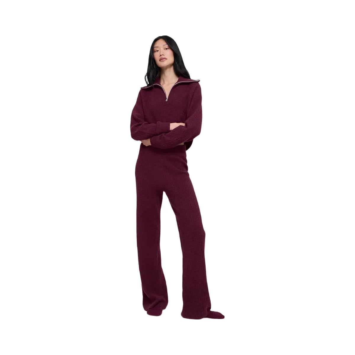 Alo Women's Cashmere High-Waist Plush Waffle Pant - Burgundy