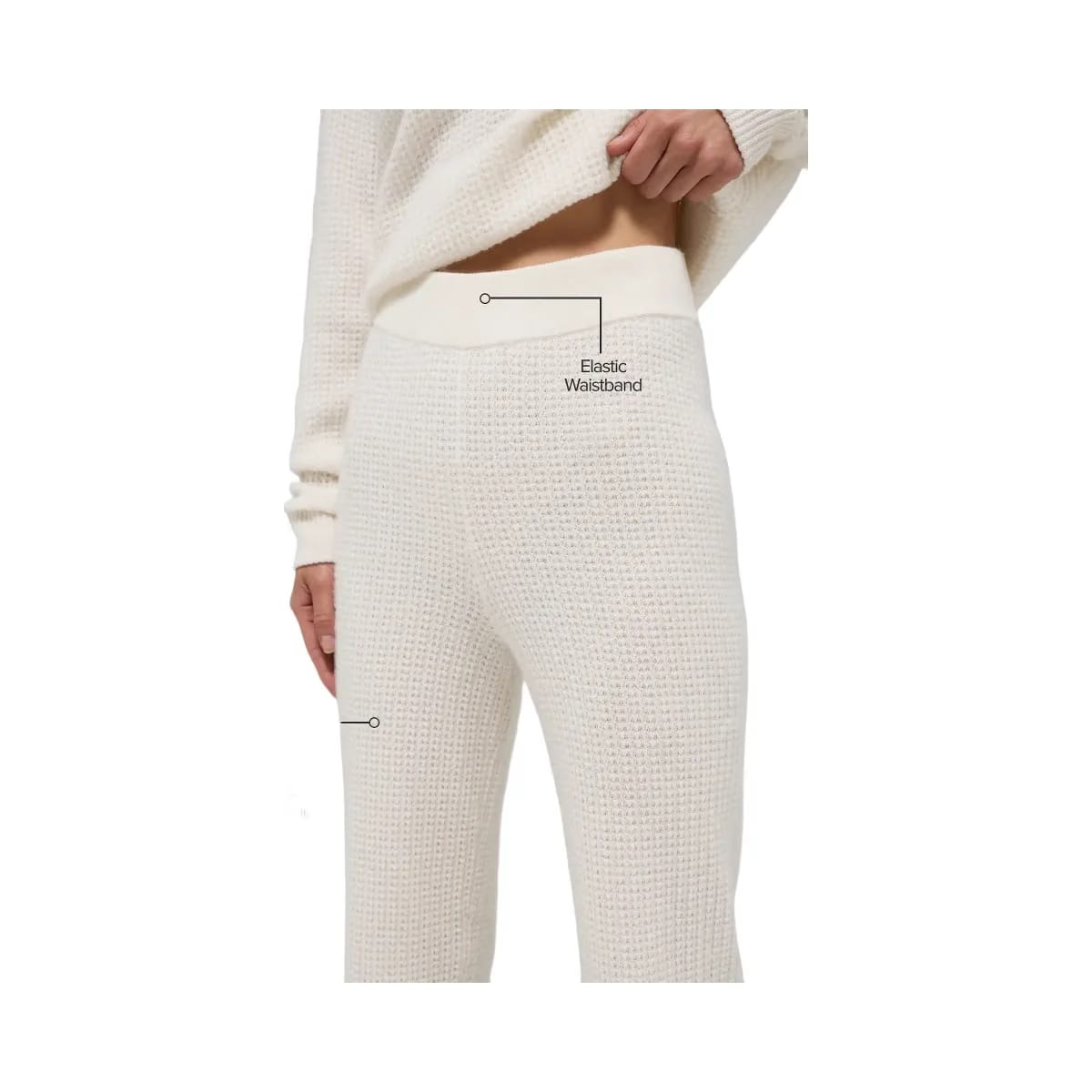 Alo Women's Cashmere High-Waist Plush Waffle Pant - Ivory