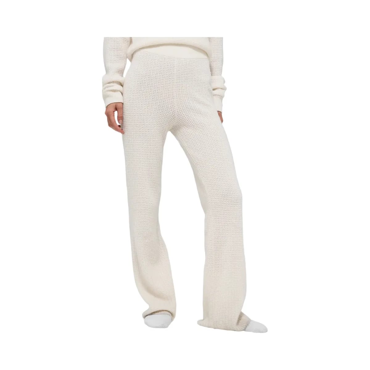 Alo Women's Cashmere High-Waist Plush Waffle Pant - Ivory