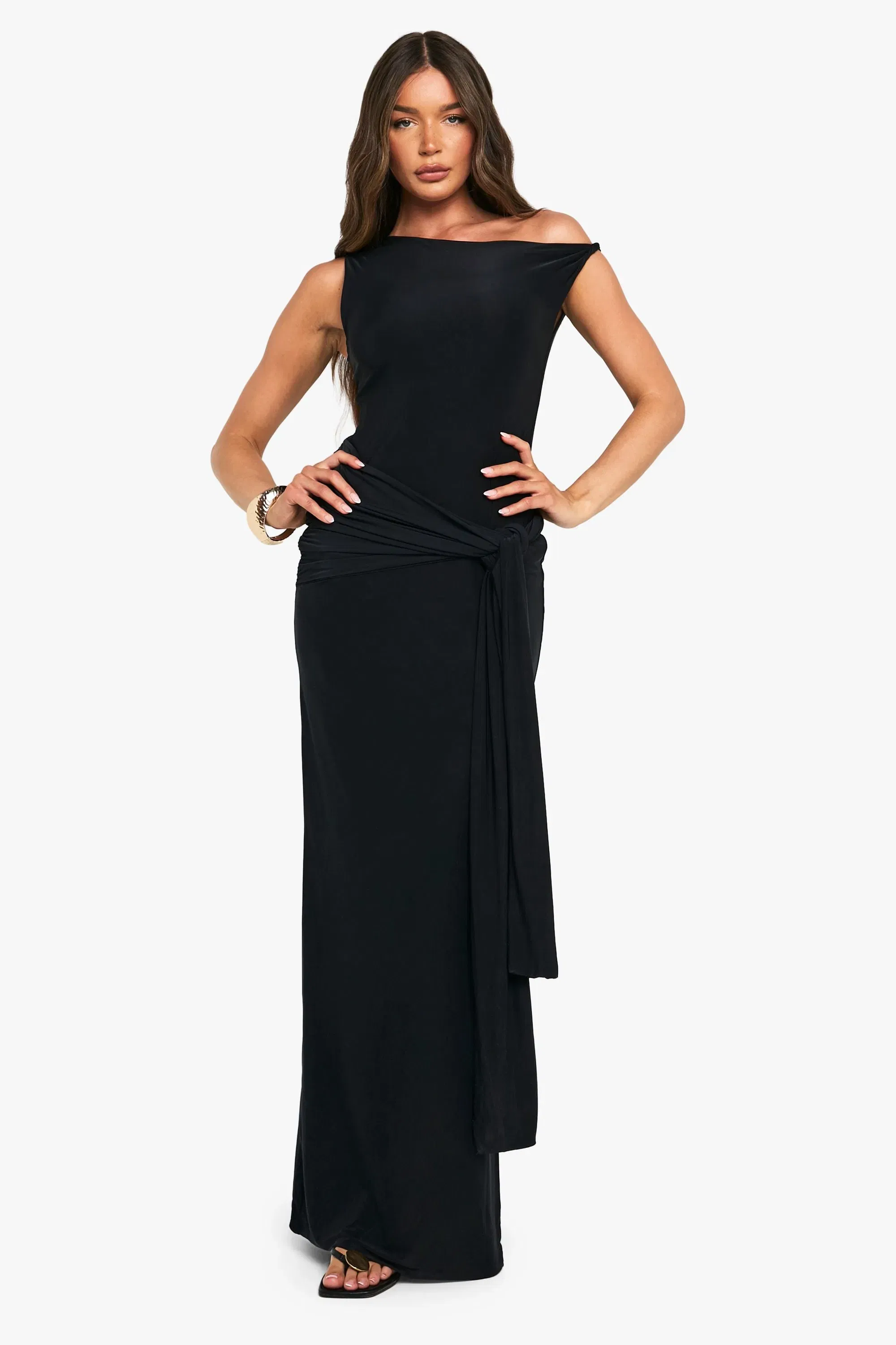 Slinky Twist Detail Maxi Dress