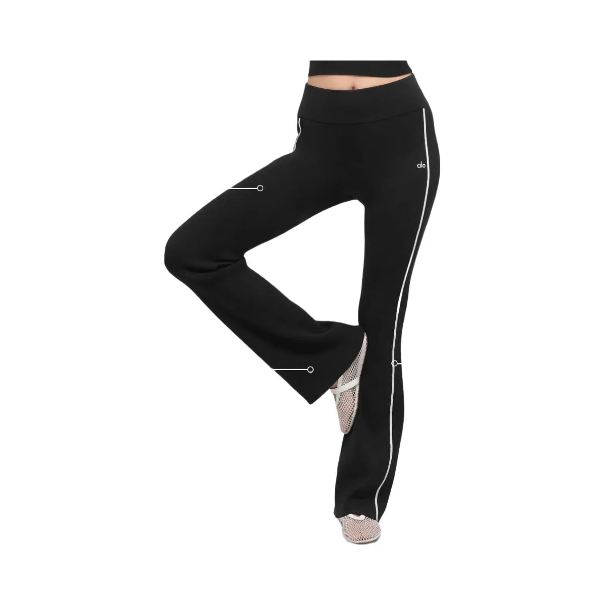 Alo Women's Ribbed Sweater Knit Highline Flare Pant - Black/White