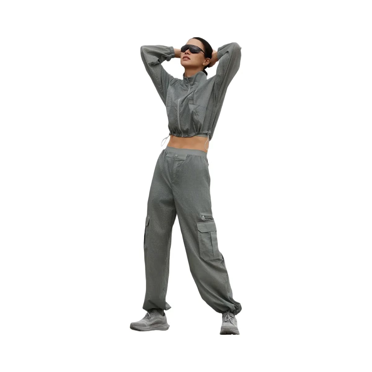Alo Women's Sheer Game Time Wide Leg Jogger - Lunar Grey