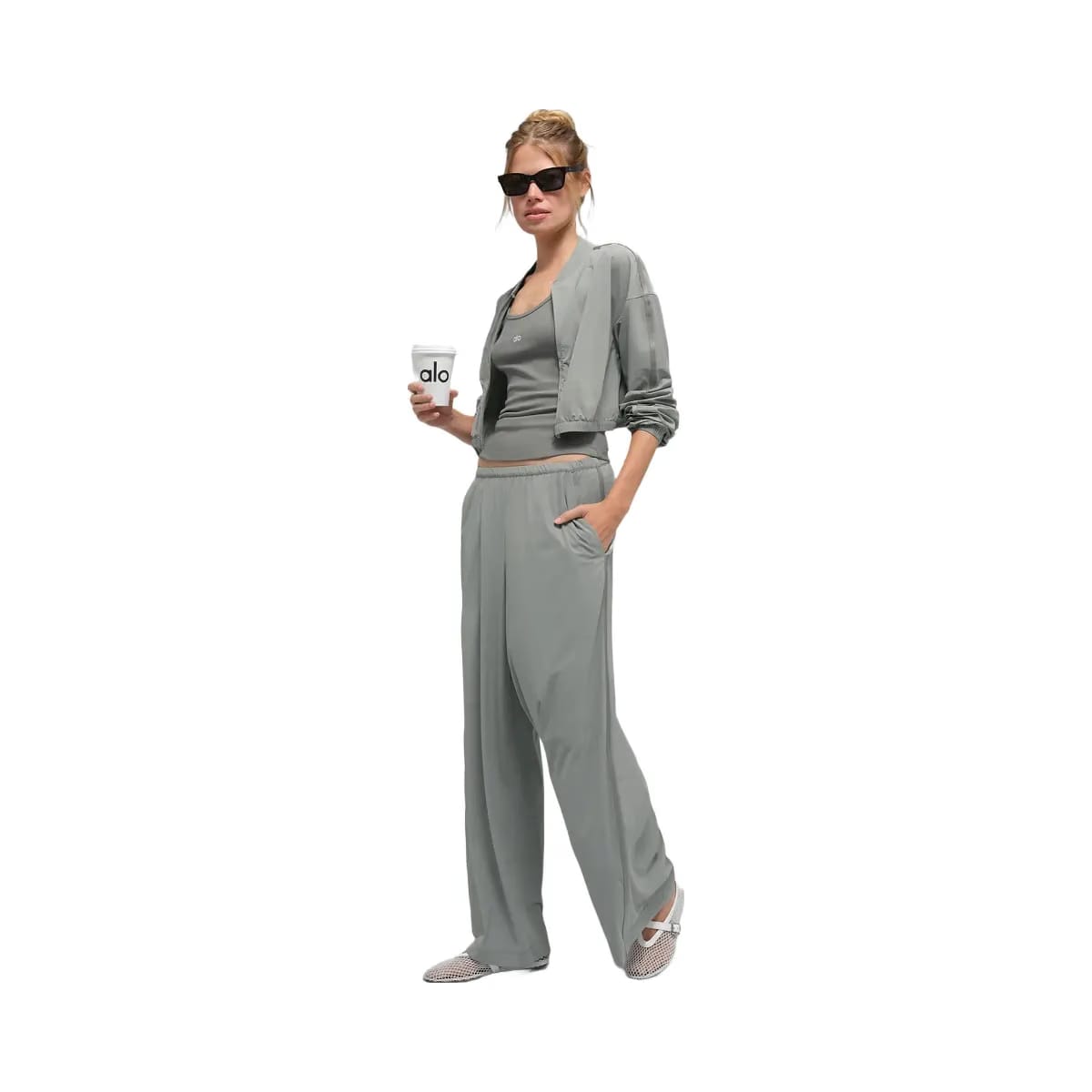 Alo Women's Breezy Wide Leg Pant (Regular) - Lunar Grey
