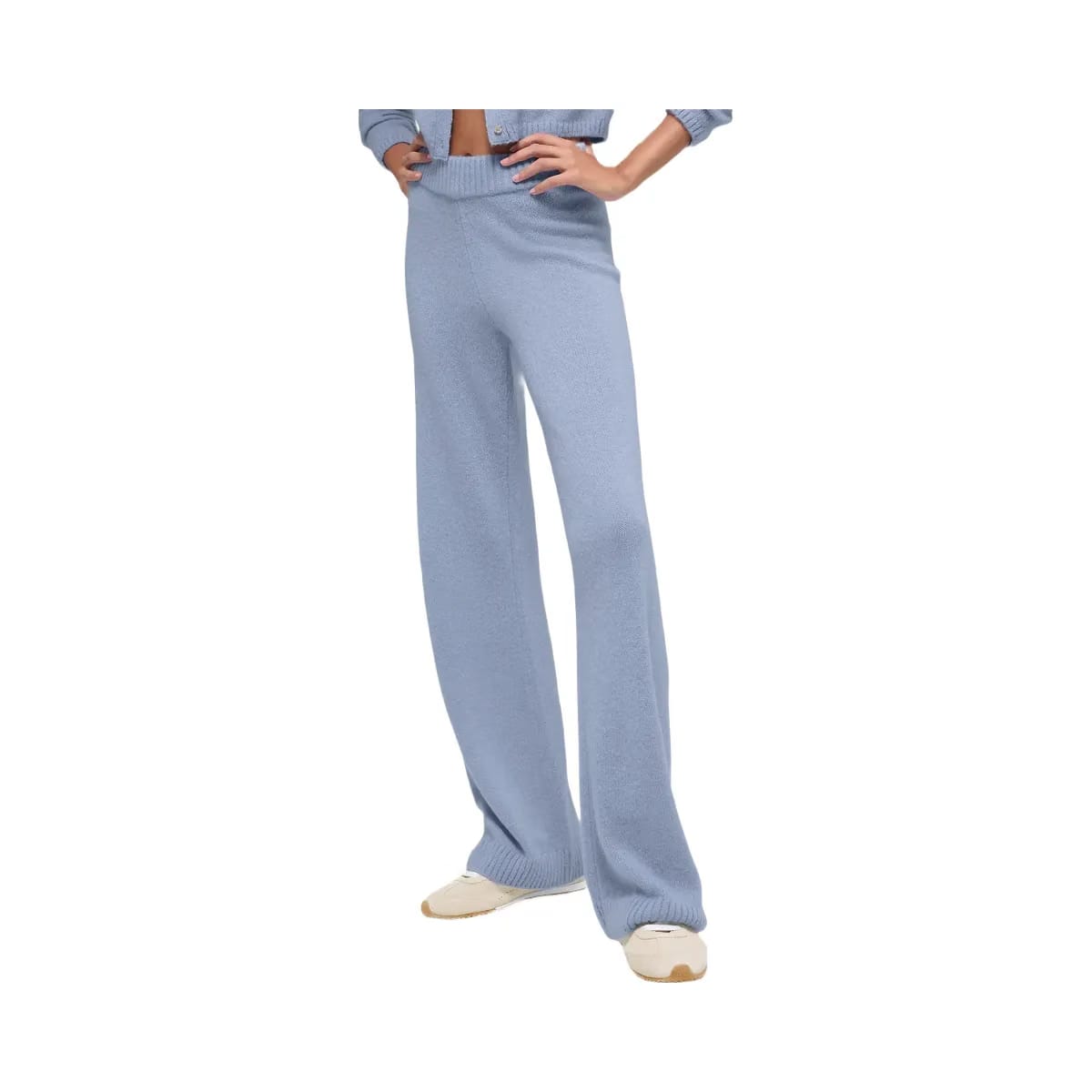 Alo Women's Wool Cashmere High-Waist New Class Wide Leg Pant - Winter Frost