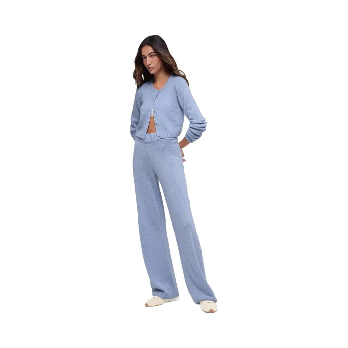 Alo Women's Wool Cashmere High-Waist New Class Wide Leg Pant - Winter Frost