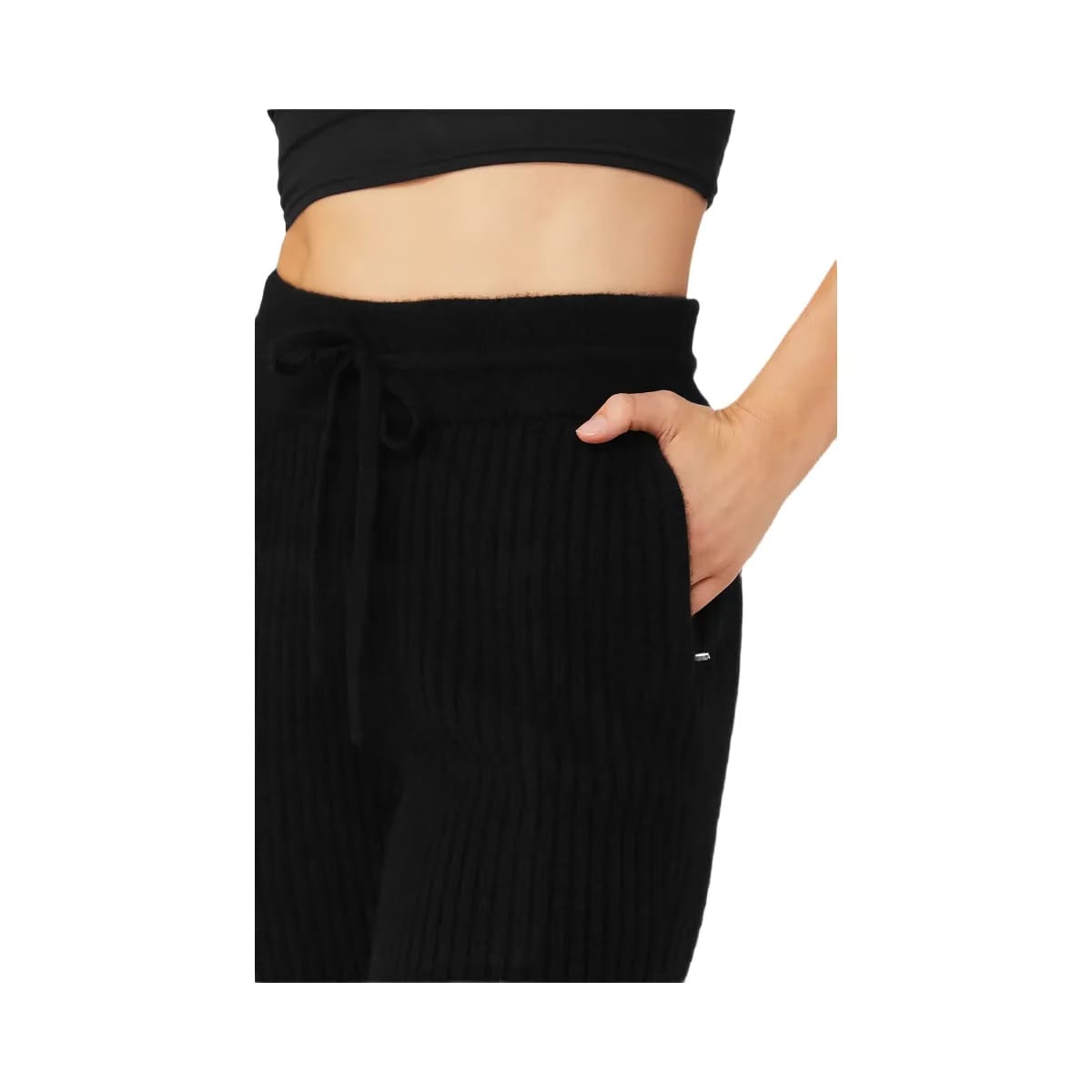 Alo Women's Cashmere Ribbed High-Waist Winter Dream Flare Pant - Black