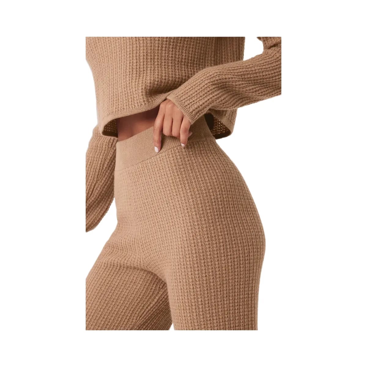 Alo Women's Cashmere High-Waist Plush Waffle Pant - Toasted Almond