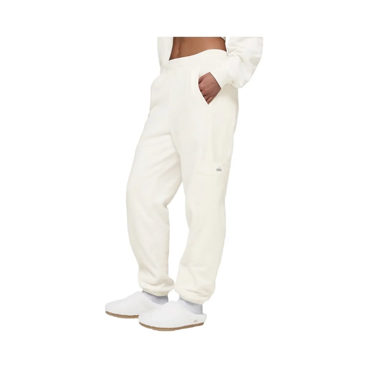 Alo Women's Polar Fleece Wintry Mix Pant - Ivory