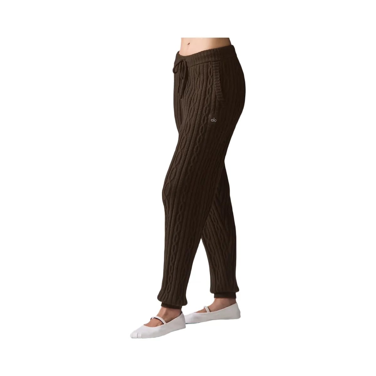 Alo Women's Cable Knit Winter Bliss Pant - Espresso