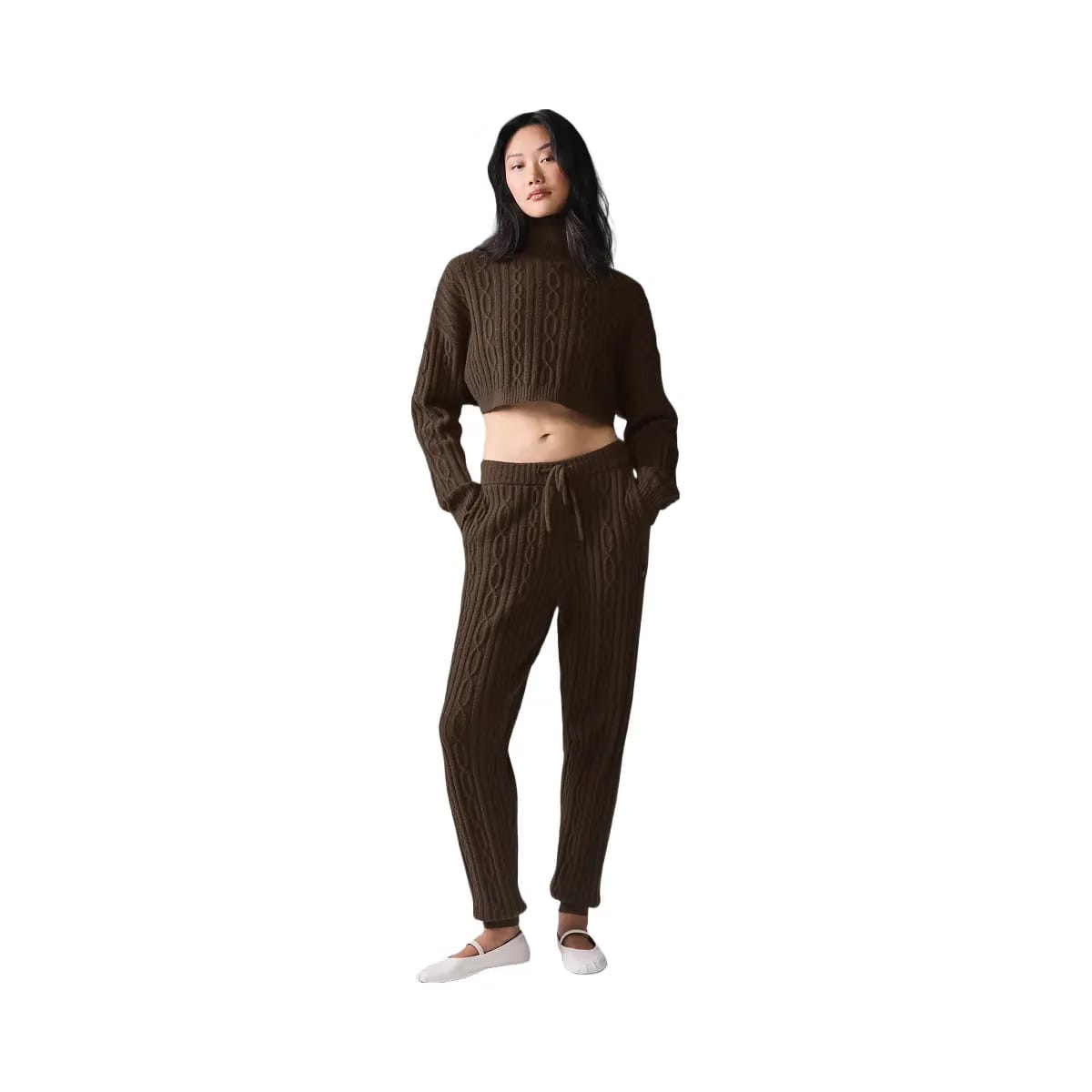 Alo Women's Cable Knit Winter Bliss Pant - Espresso