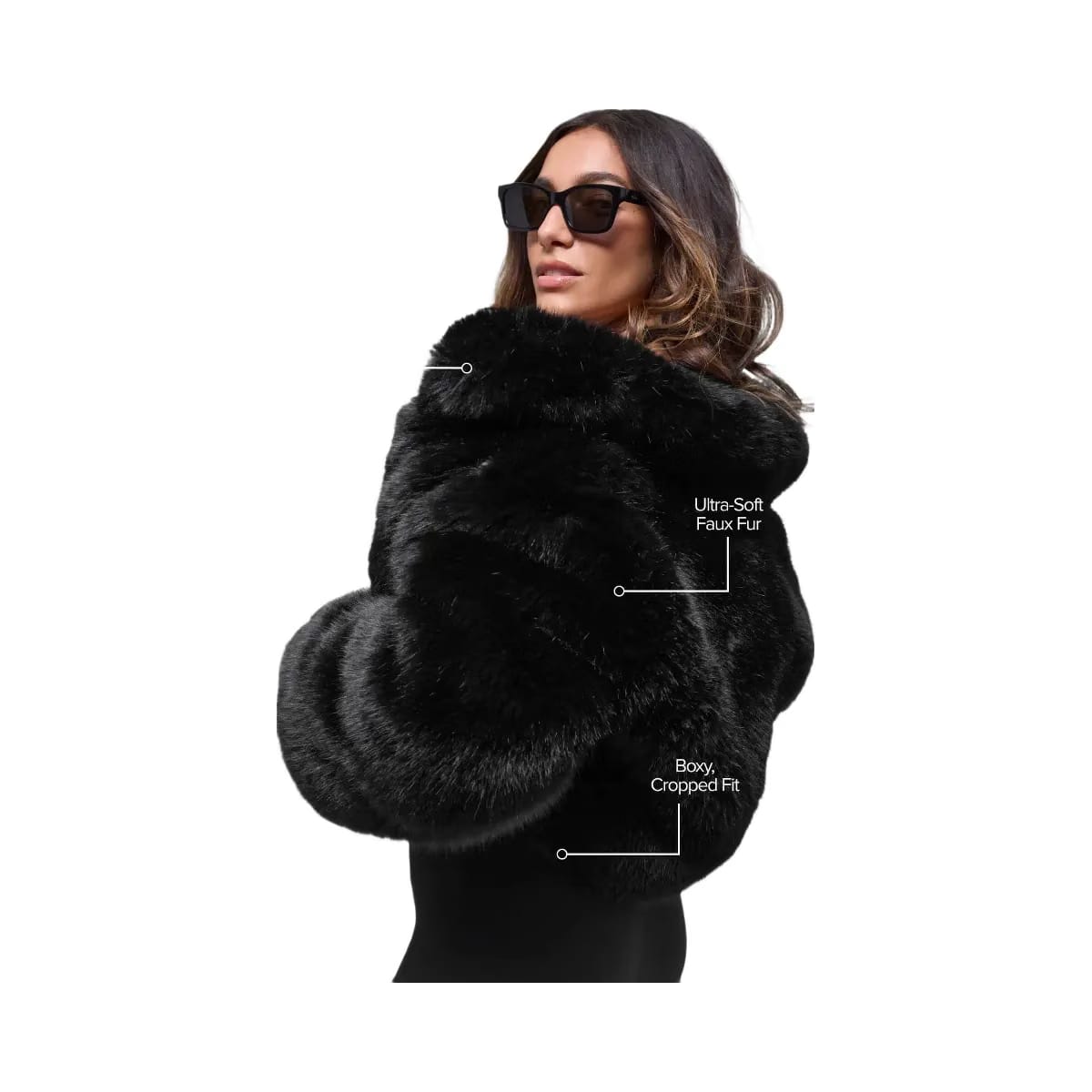Alo Women's Opulent Faux Fur Cropped Jacket - Black