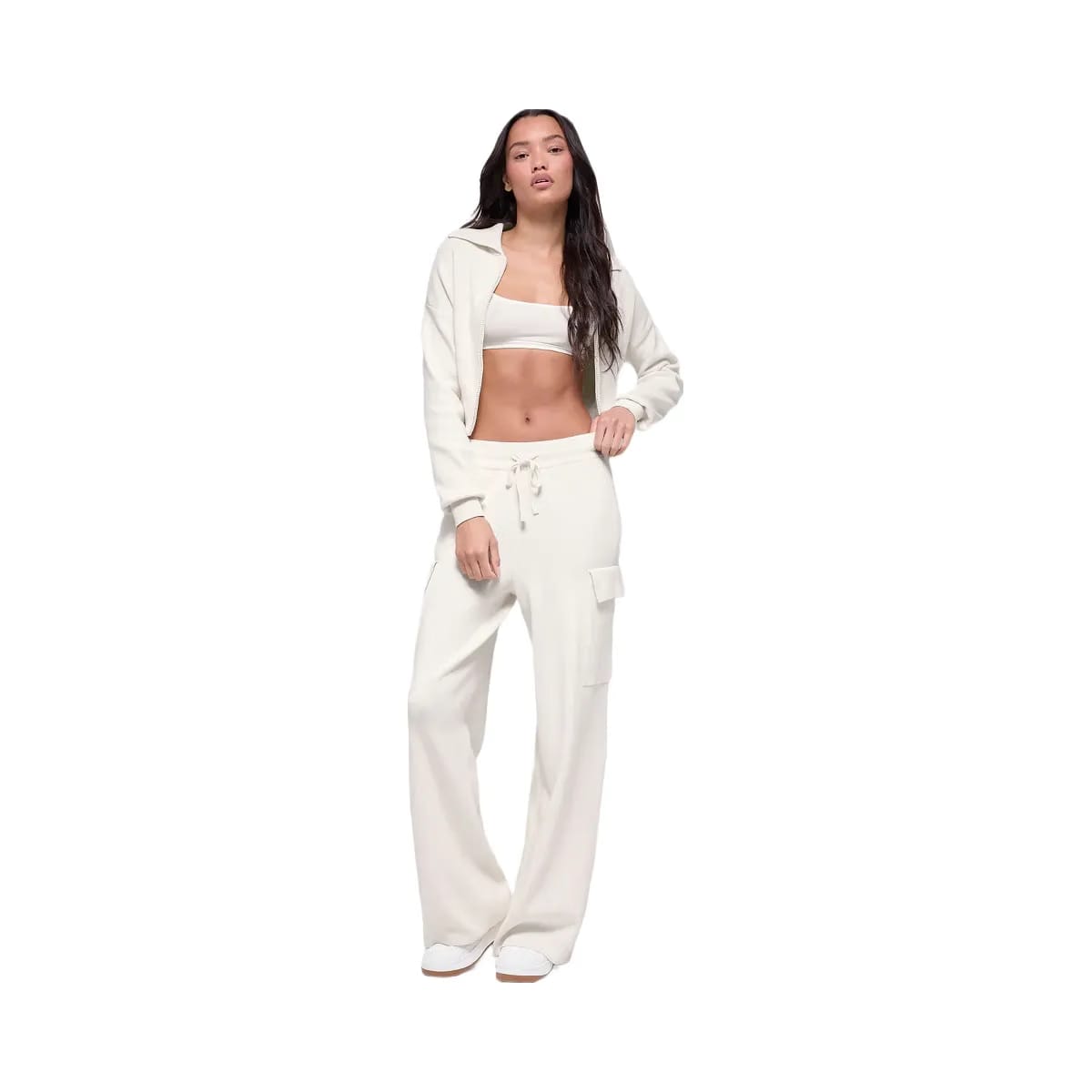 Alo Women's Scholar Knit Cropped Full Zip Jacket - Ivory
