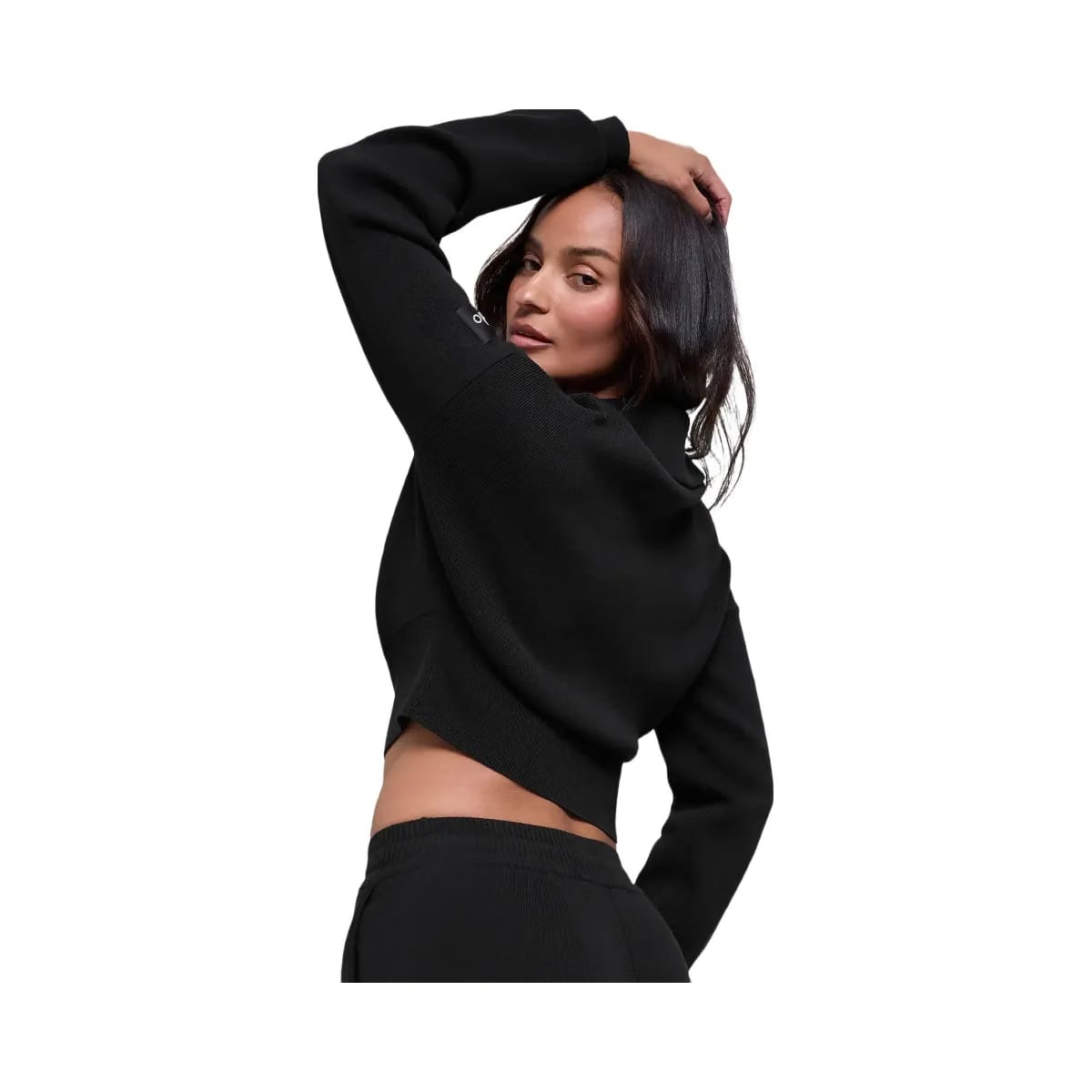 Alo Women's Scholar Knit Cropped Full Zip Jacket - Black