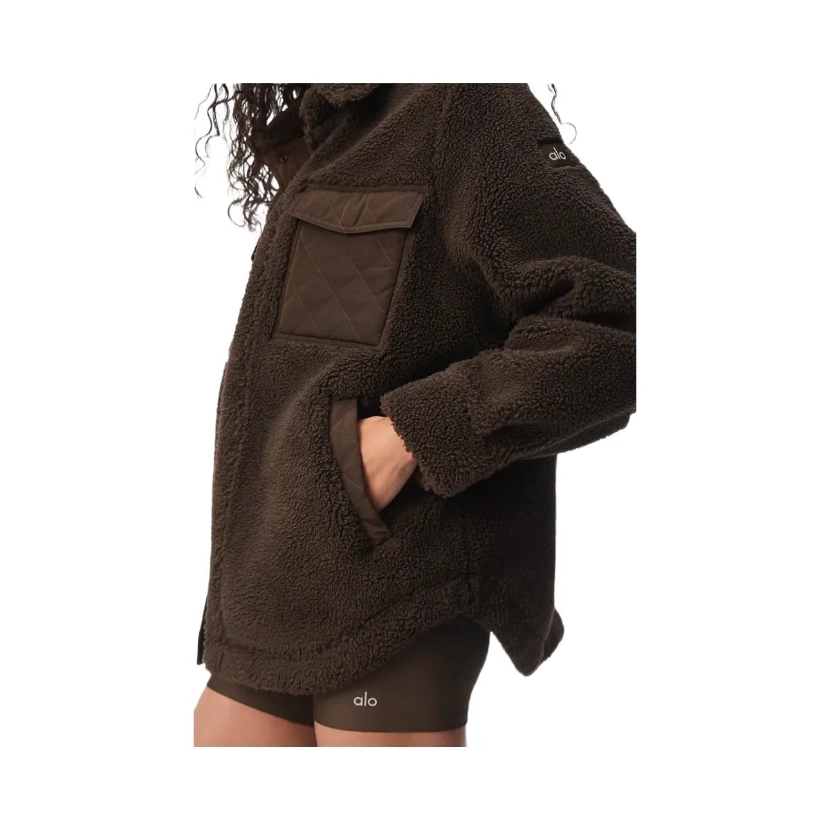 Alo Women's Sherpa Edge Shacket - Espresso