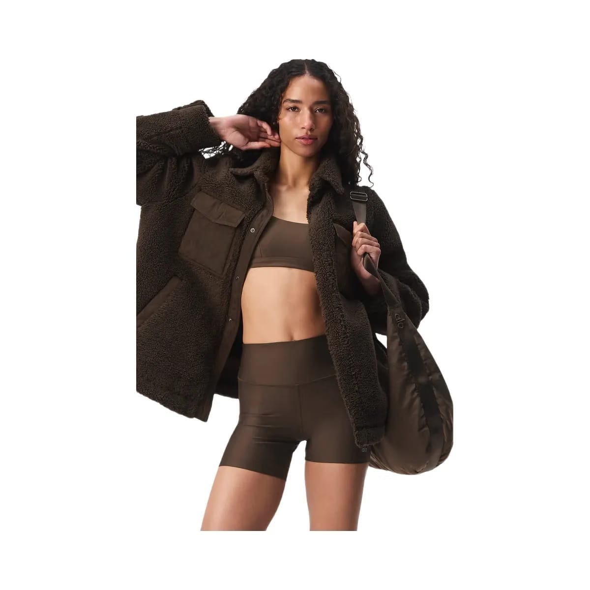 Alo Women's Sherpa Edge Shacket - Espresso
