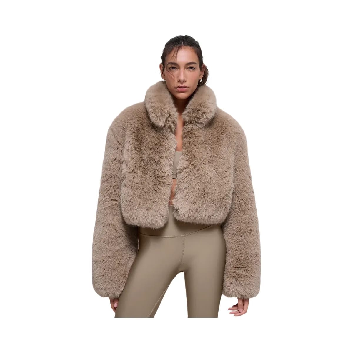 Alo Women's Opulent Faux Fur Cropped Jacket - Oat