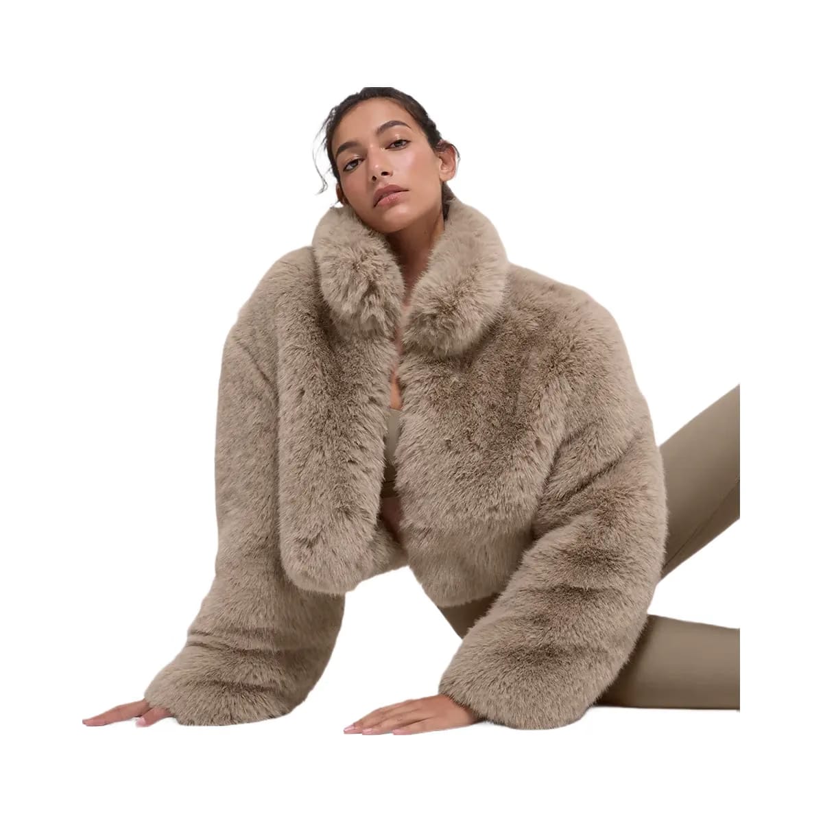 Alo Women's Opulent Faux Fur Cropped Jacket - Oat