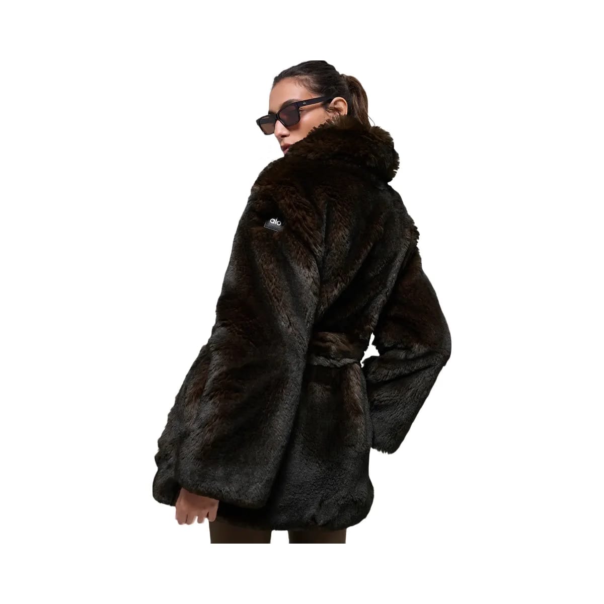 Alo Women's Faux Fur Starstruck Coat - Midnight Brown/Black
