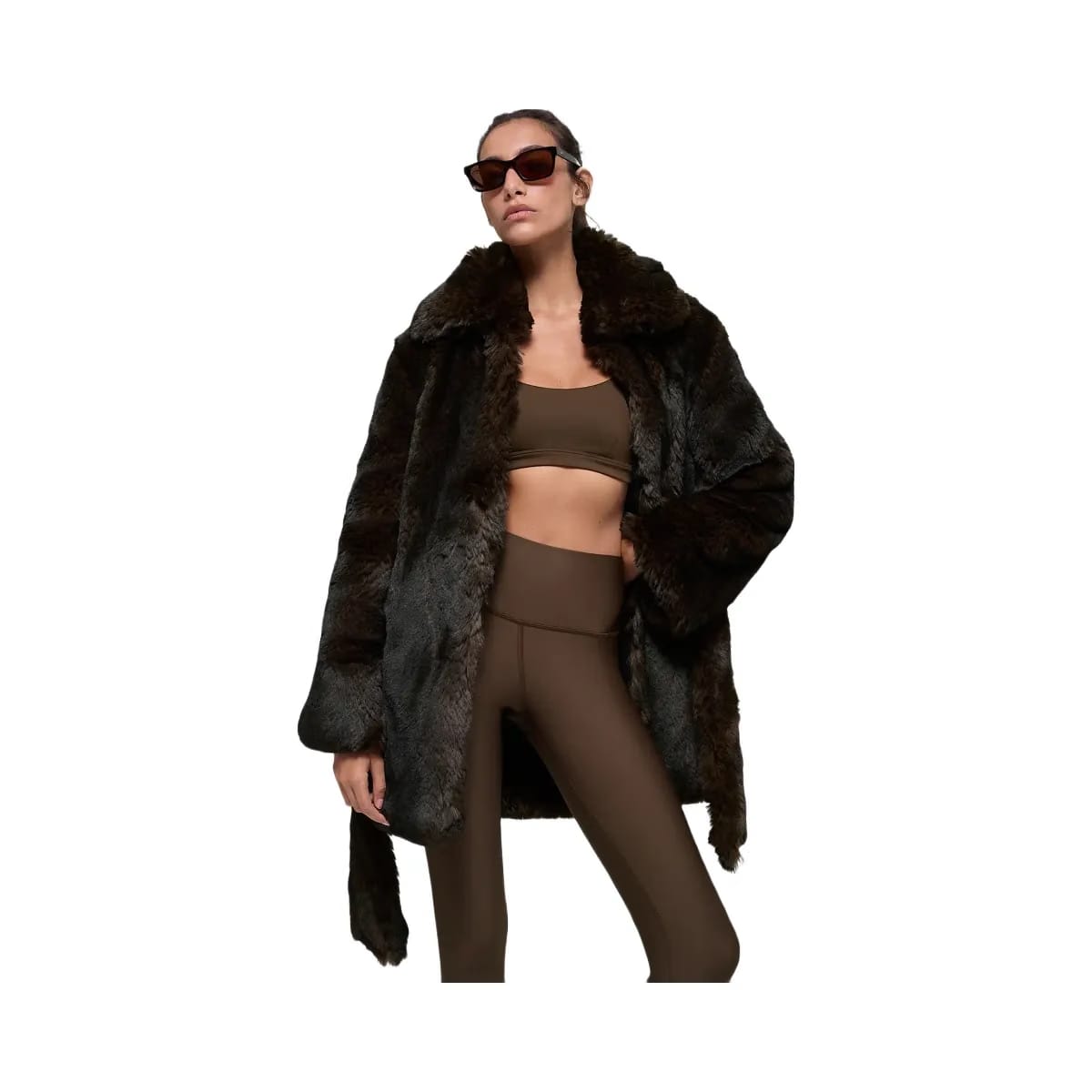 Alo Women's Faux Fur Starstruck Coat - Midnight Brown/Black