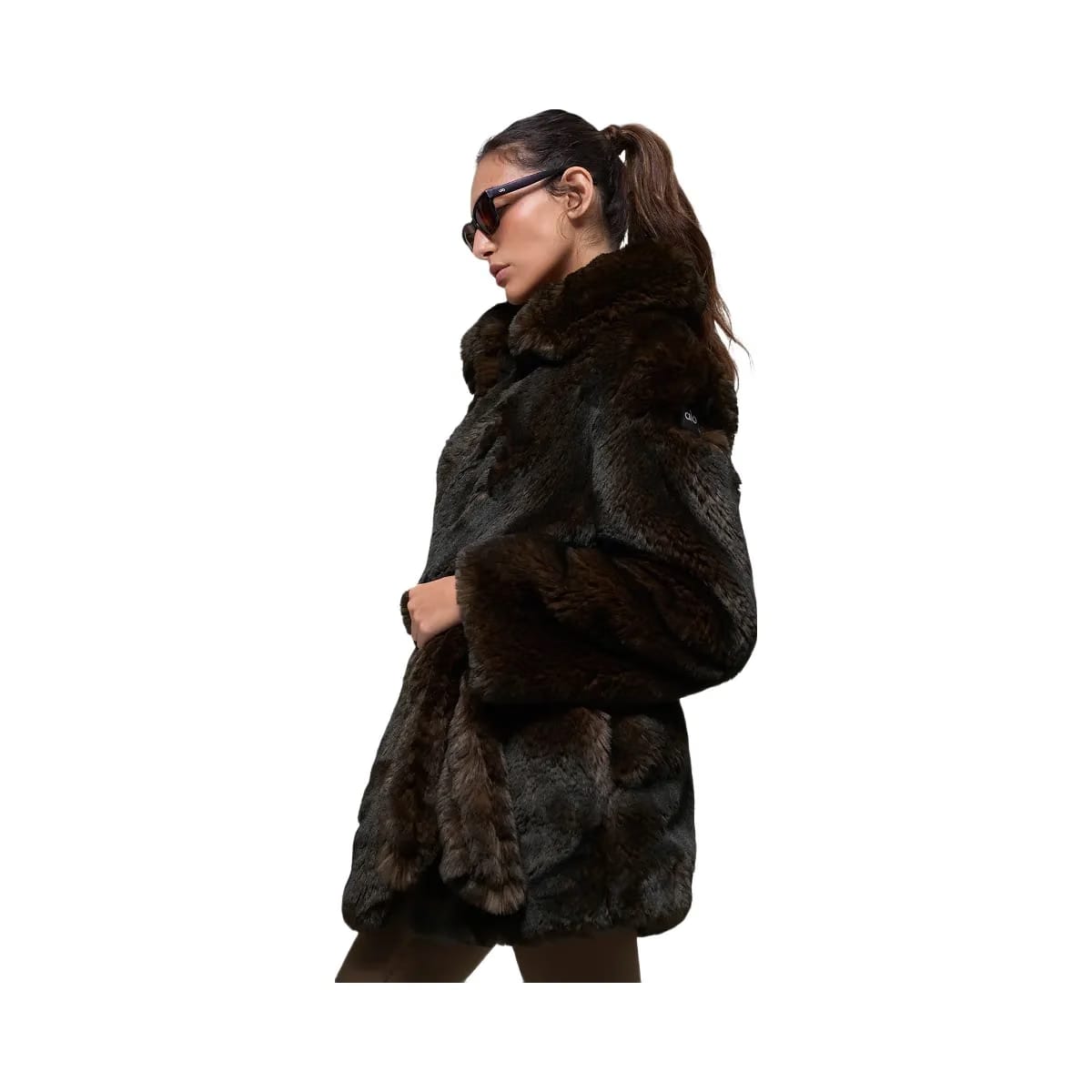 Alo Women's Faux Fur Starstruck Coat - Midnight Brown/Black