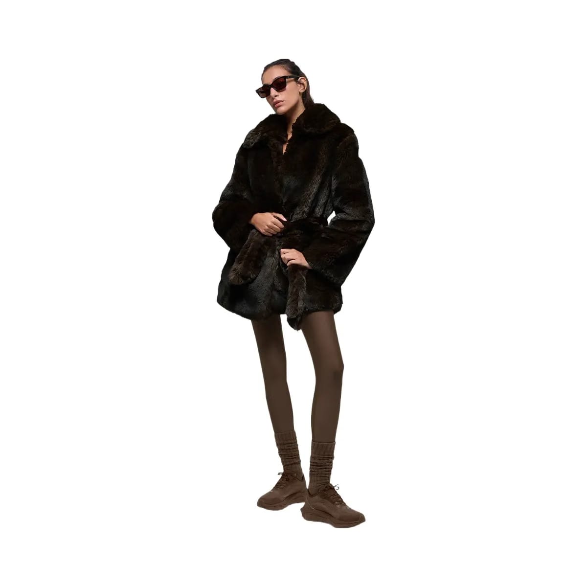 Alo Women's Faux Fur Starstruck Coat - Midnight Brown/Black