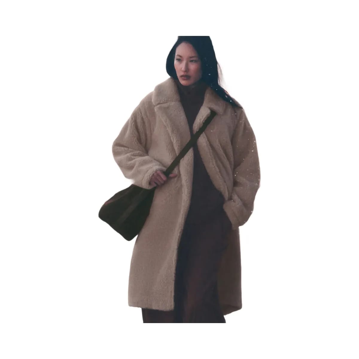 Alo Women's Oversized Sherpa Trench - Chai Latte