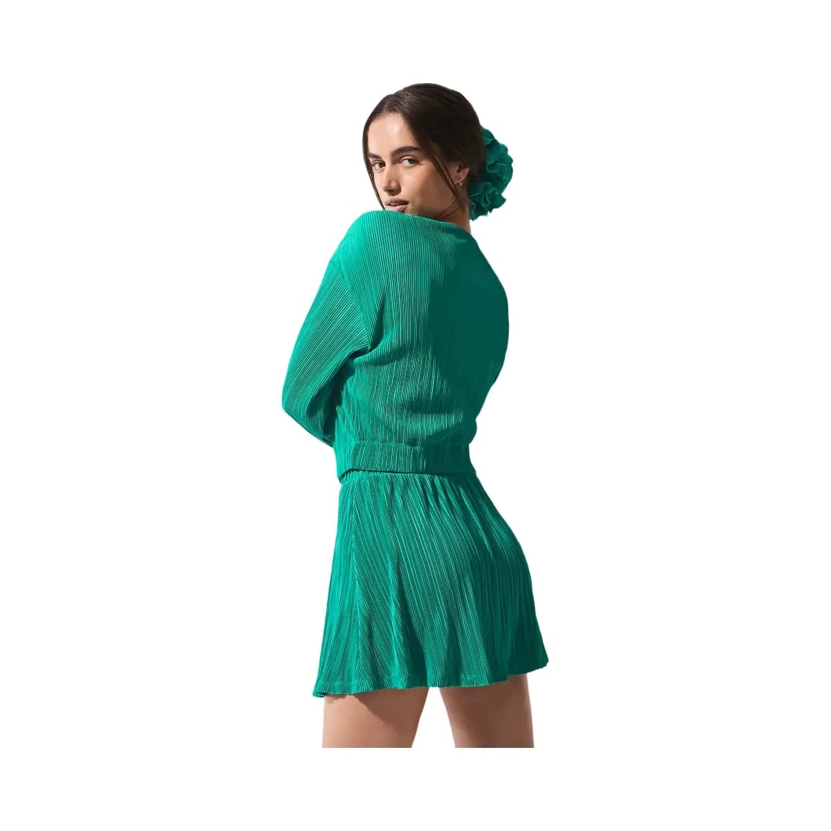 Alo Women's Cropped Micro Plisse Jacket - Spruce Green
