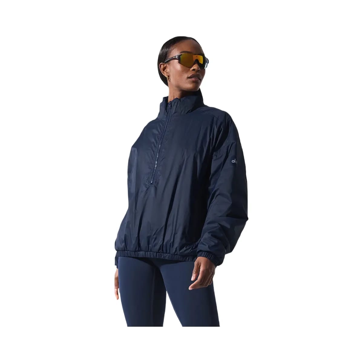 Alo Women's Latitude Light Weight 1/2 Zip Pullover Jacket - Navy