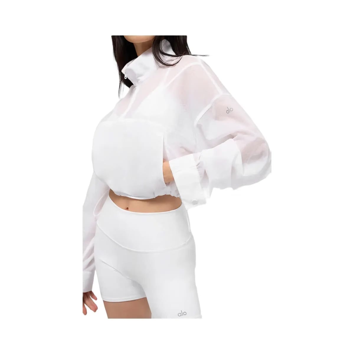 Alo Women's Cropped 1/4 Zip Aerial Pullover - White