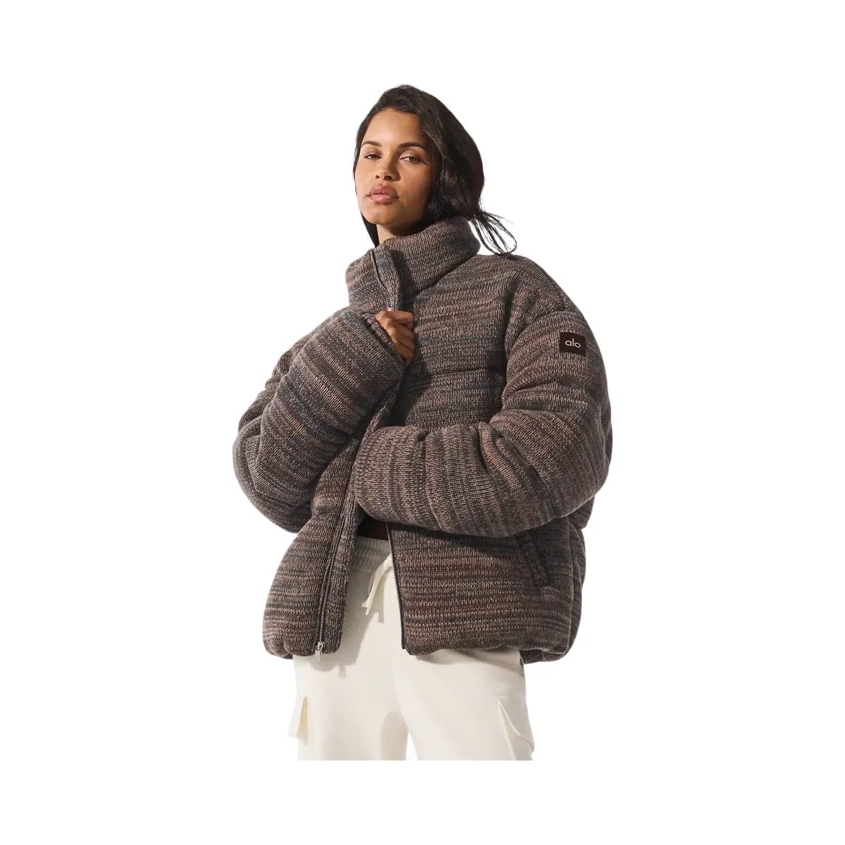 Alo Women's Stage Sweater Puffer - Brown Multi
