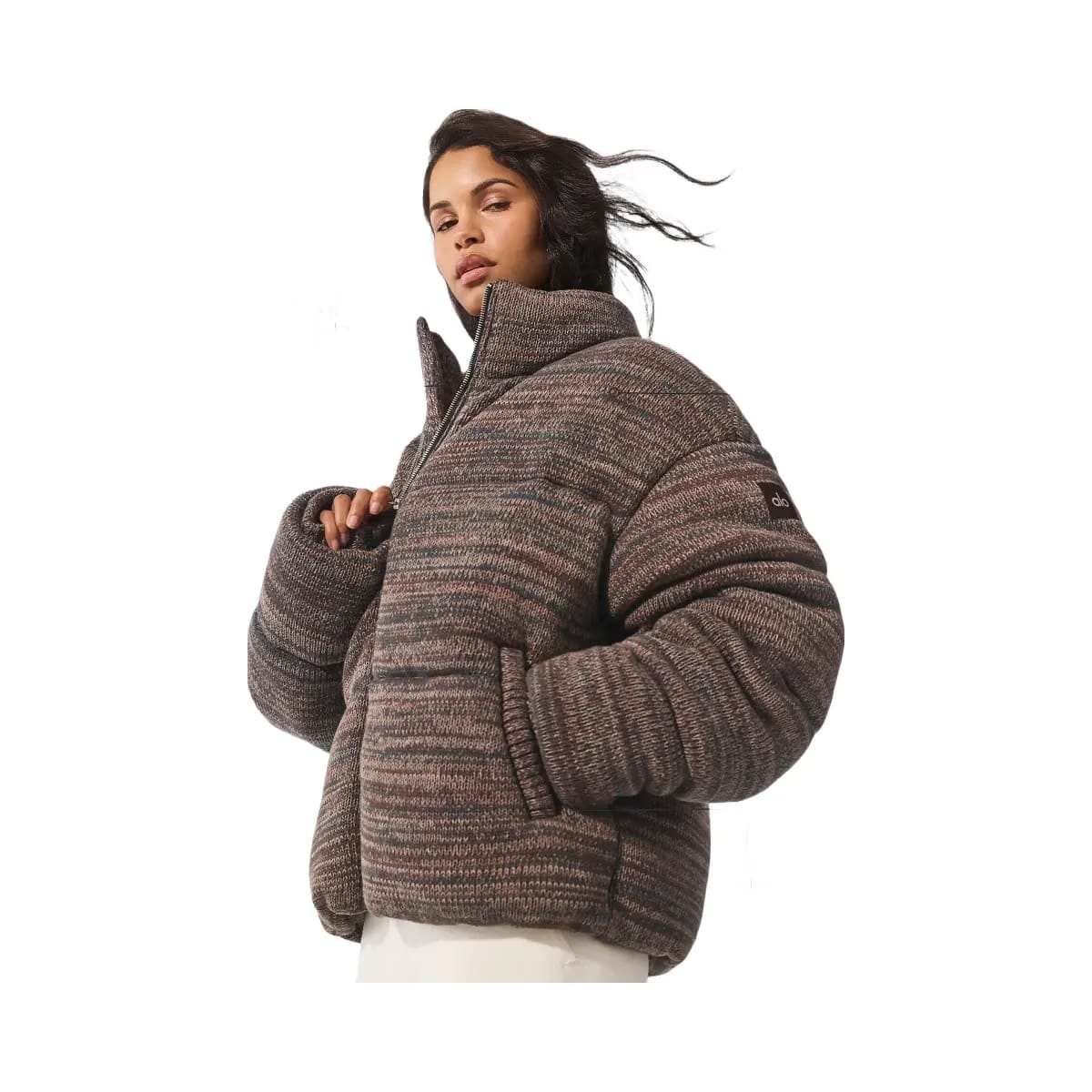 Alo Women's Stage Sweater Puffer - Brown Multi