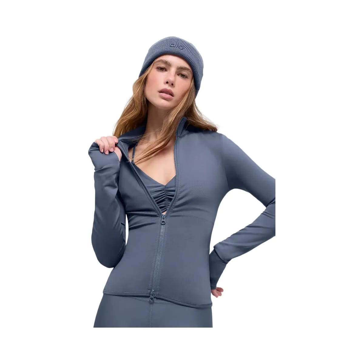 Alo Women's Airlift Winter Warm Radiant Full-Zip Jacket - Bluestone