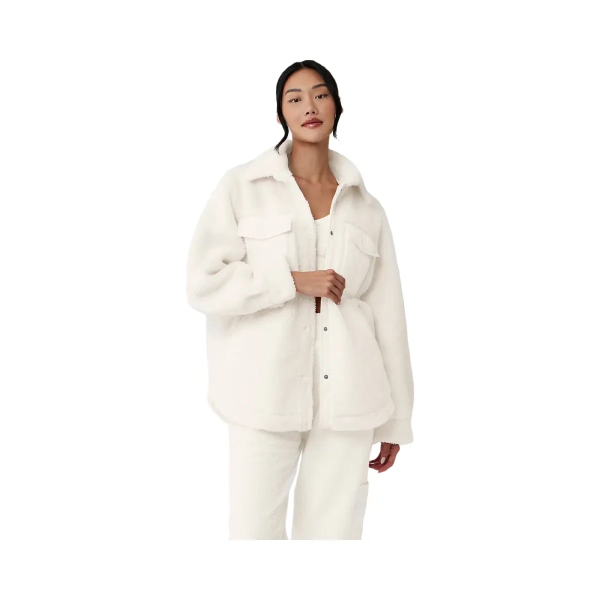 Alo Women's Sherpa Edge Shacket - Ivory