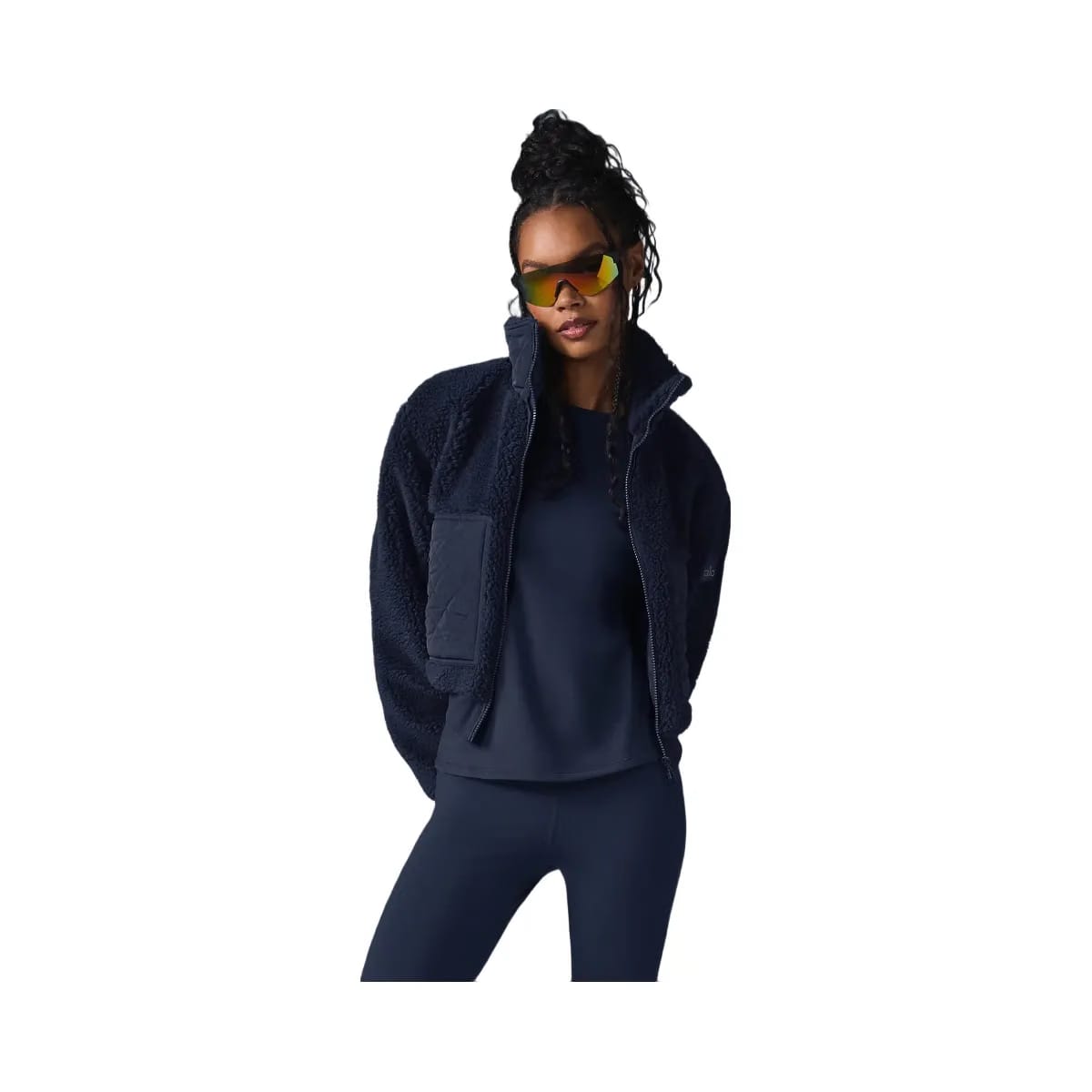 Alo Women's Sherpa Edge Bomber - Navy