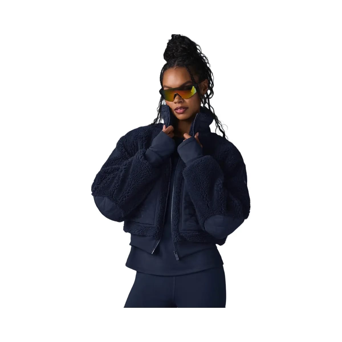 Alo Women's Sherpa Edge Bomber - Navy
