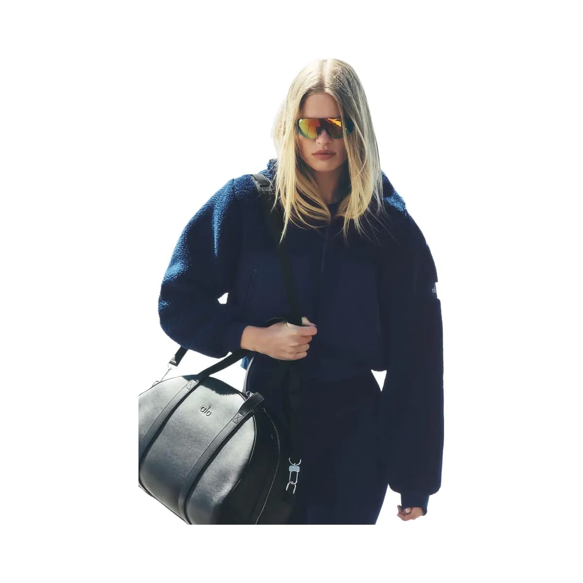 Alo Women's Sherpa Edge Bomber - Navy